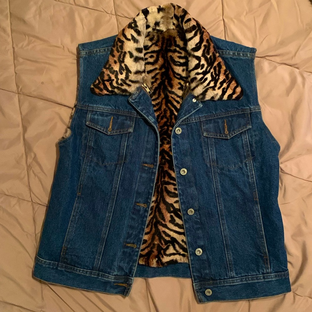 JEAN CRISAN FOURRURE woman’s denim/rabbit fur jacket vest.